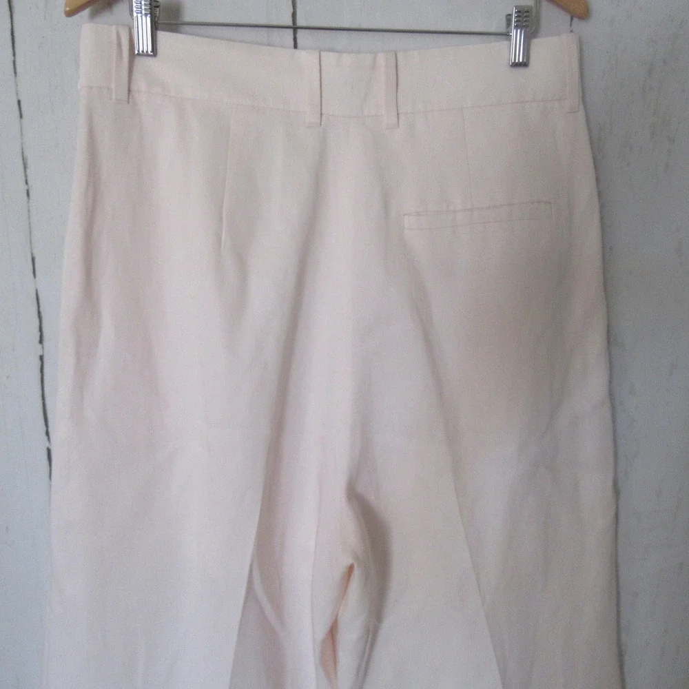 COS Pants 12 PInk Super High Rise Wide Leg Linen Blend Pleated